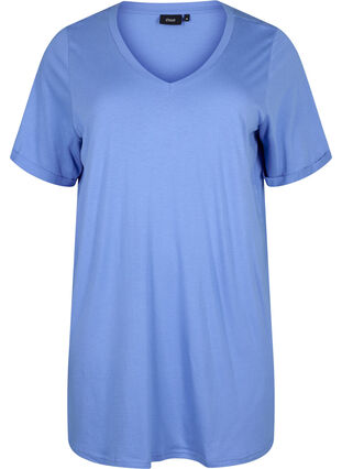Single colour oversized t-shirt with v-neck, Marina, Packshot image number 0