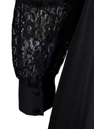 Long shirt with lace details, Black, Packshot image number 3