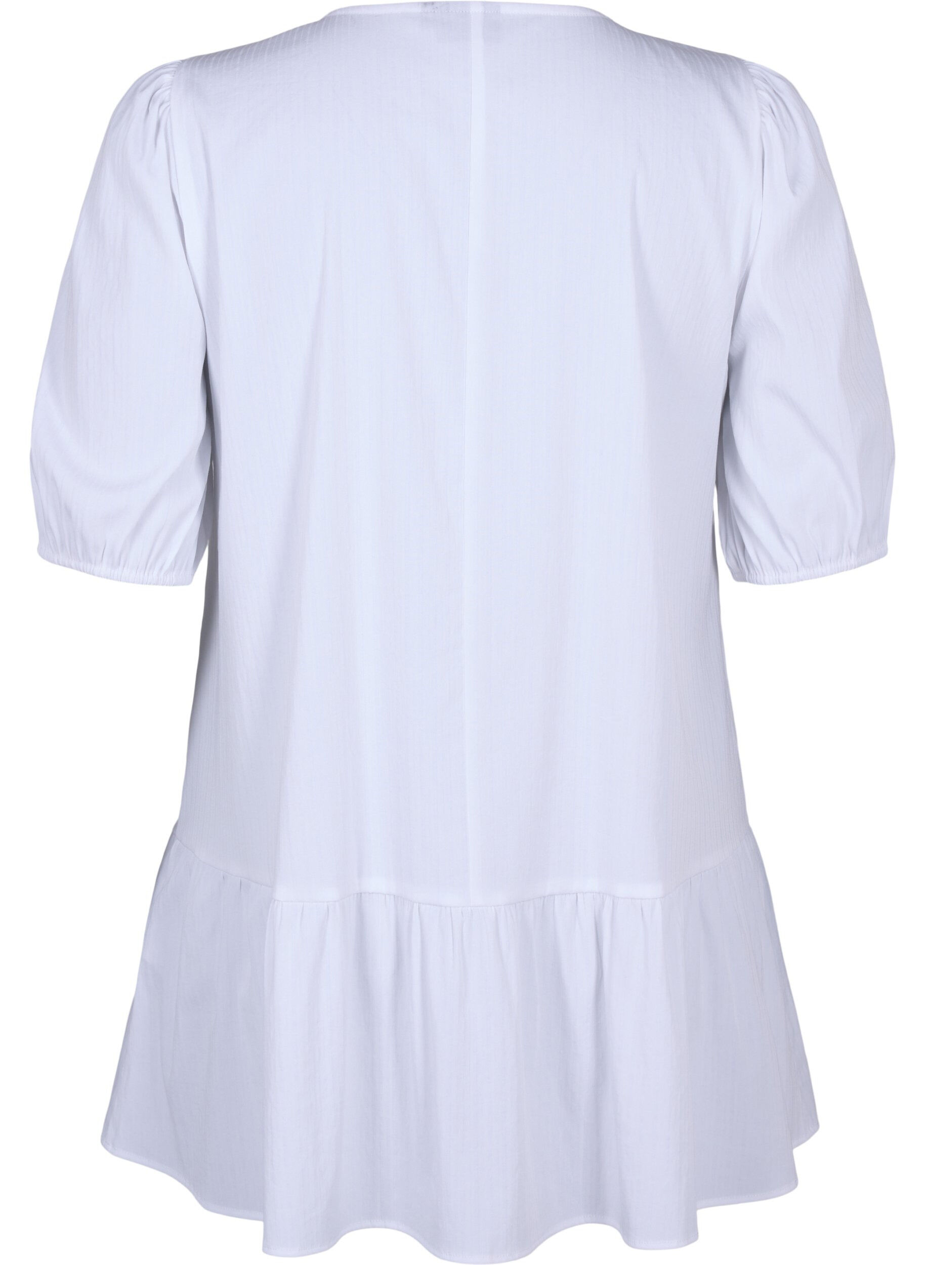 Zizzifashion Tunic in viscose with ties, Bright White, Packshot image number 1