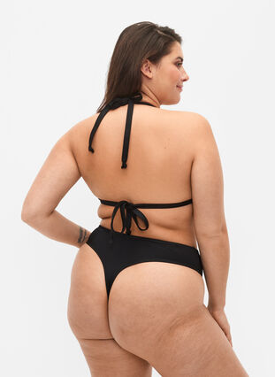 Bikini thong with regular waist, Black, Model image number 1