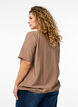 Short-sleeved blouse with elastic hem, Brown, Model image number 2
