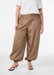 High-waisted balloon trousers with an elasticated waistband, Brown, Model image number 2