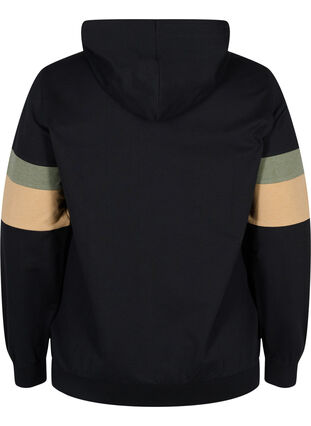Sweatshirt with hood and track details, Black/Camel, Packshot image number 1