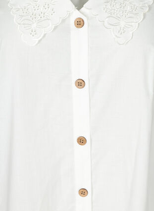 Cotton shirt dress with balloon sleeves, Bright White, Packshot image number 2