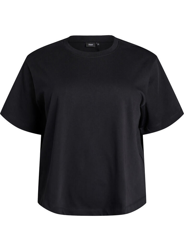 Boxy cotton T-shirt, Black, Packshot image number 0