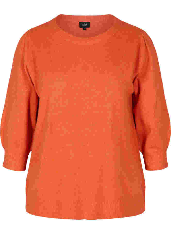 Mottled knitted top with 3/4-length sleeves, Scarlet Ibis, Packshot image number 0
