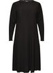 Midi dress with a wavy texture and long sleeves, Black, Packshot image number 0