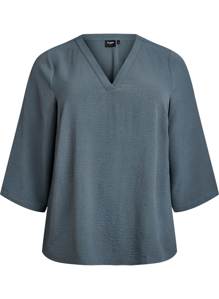 Blouse with 3/4 sleeves, Green, Packshot image number 0