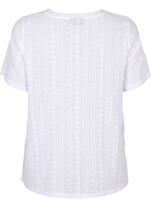 Short sleeve blouse with textured pattern, Bright White, Packshot image number 1