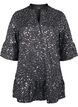 Sequin dress with a V-neck and 3/4 sleeves, Black w. Sequins, Packshot image number 0