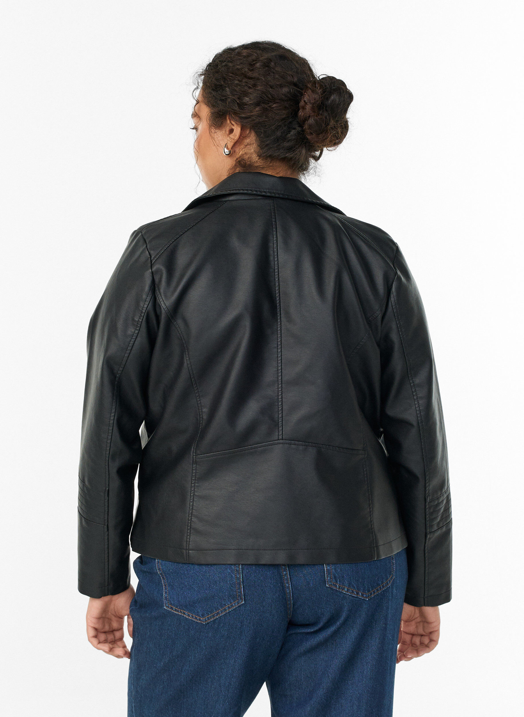 Zizzifashionbiker jacket in imitated leather, Black, Model image number 2