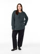 Melange knit blouse with round neck, Green, Model image number 1