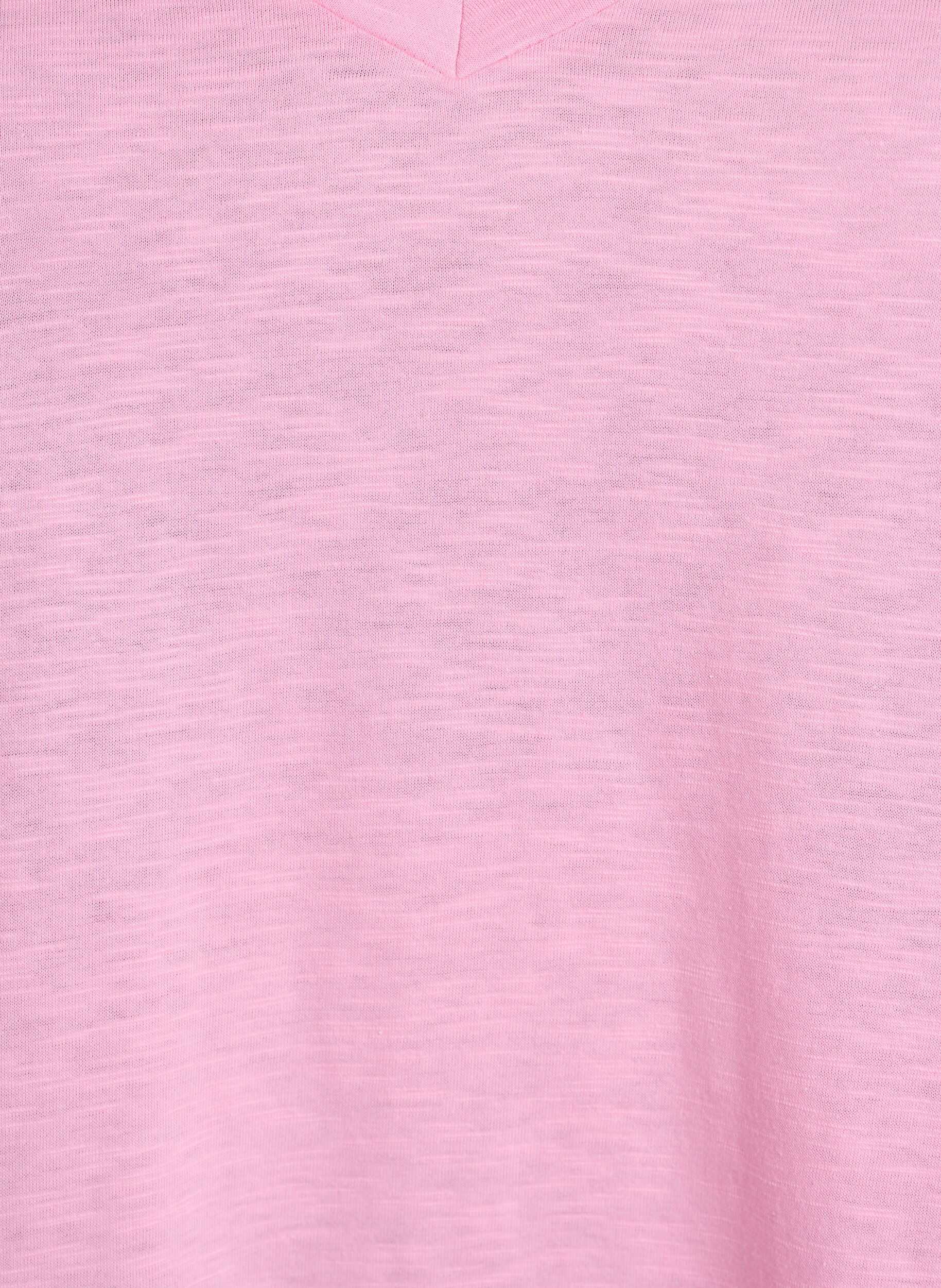 ZizzifashionShort sleeve basic t-shirt with v-neck, Pink, Packshot image number 2