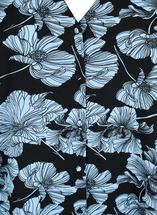 Shirt blouse with v-neck and print, Black B. Flower AOP, Packshot image number 2