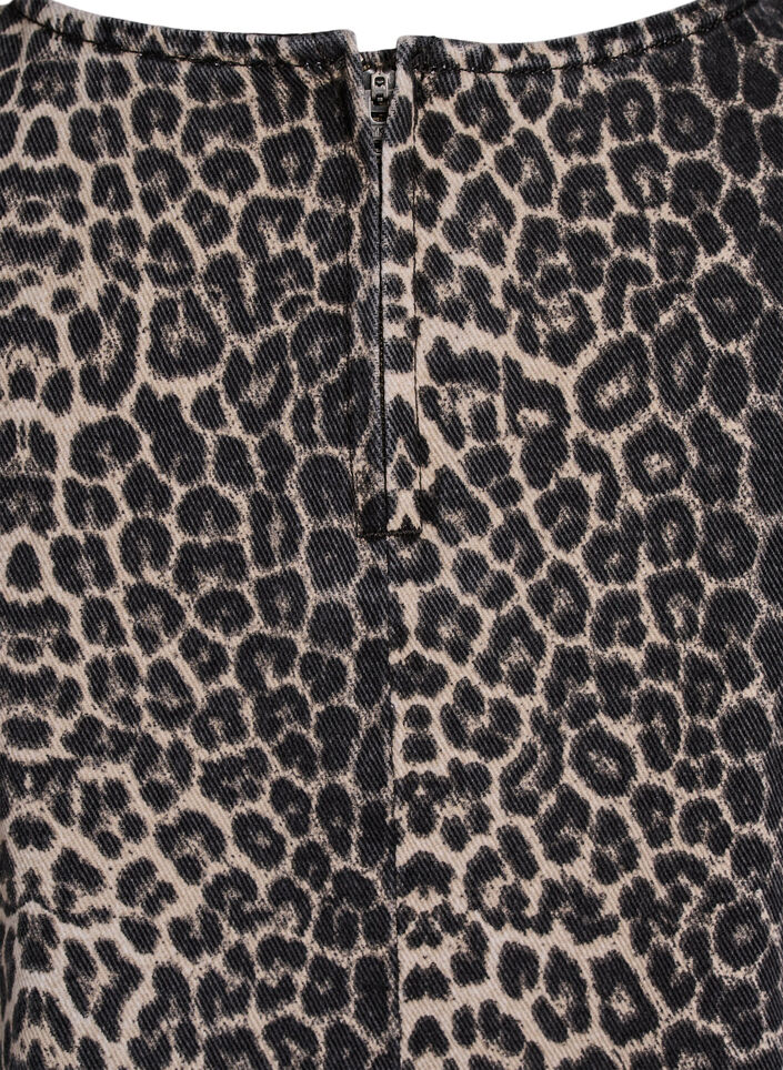 Sleeveless leopard print denim top, Brown, Packshot image number 3