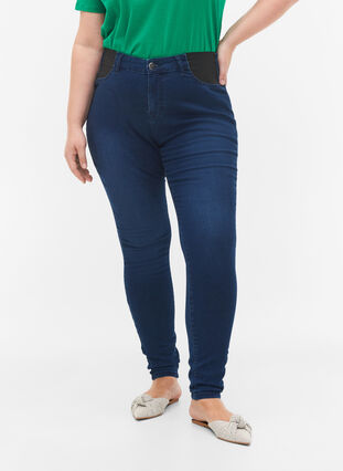 Super slim Amy jeans with elasticated waist, Dark blue, Model image number 2