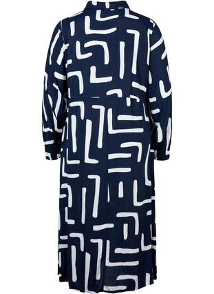 Midi dress with print in viscose, Night Sky Geometric, Packshot image number 1