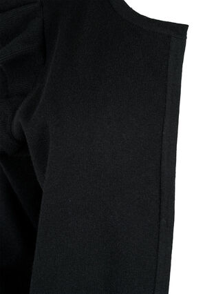 Knit cardigan with frills and pockets, Black, Packshot image number 2