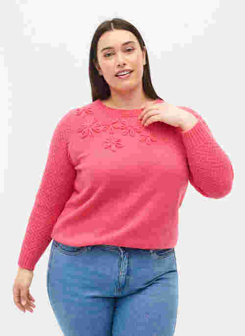 Knitted jumper with flower details