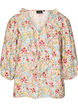 Viscose blouse with floral print and 3/4 sleeves, Blue, Packshot image number 0