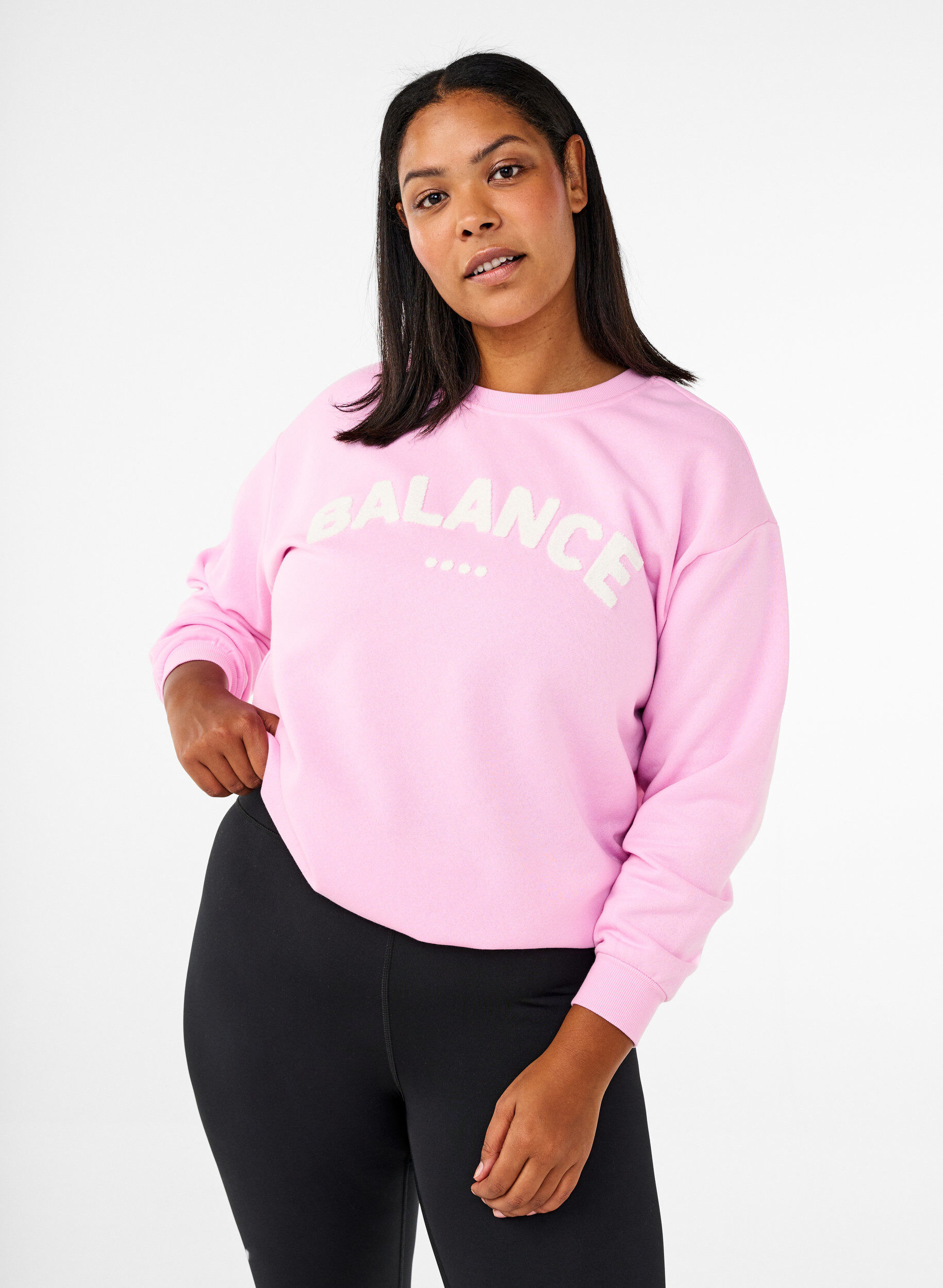 Zizzifashion Sweatshirt with front motif, Pink, Model image number 0