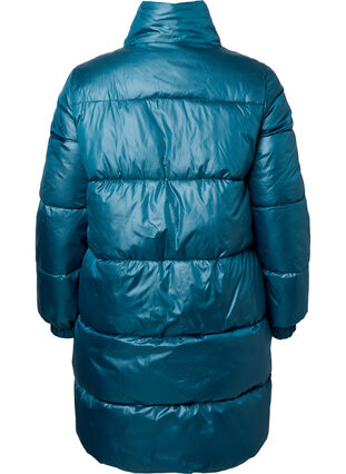 Shiny puffer jacket with zipper and pockets, Deep Teal, Packshot image number 1
