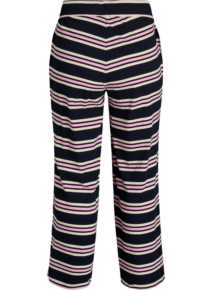Striped pyjama bottoms with wide legs, Blue, Packshot image number 1
