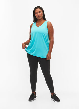 Sports top with V-neck, Blue Turquoise, Model image number 2