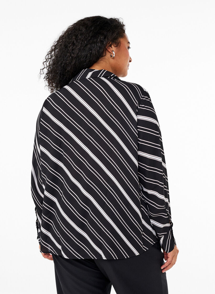 Striped shirt with long sleeves, Black Stripe, Model image number 1