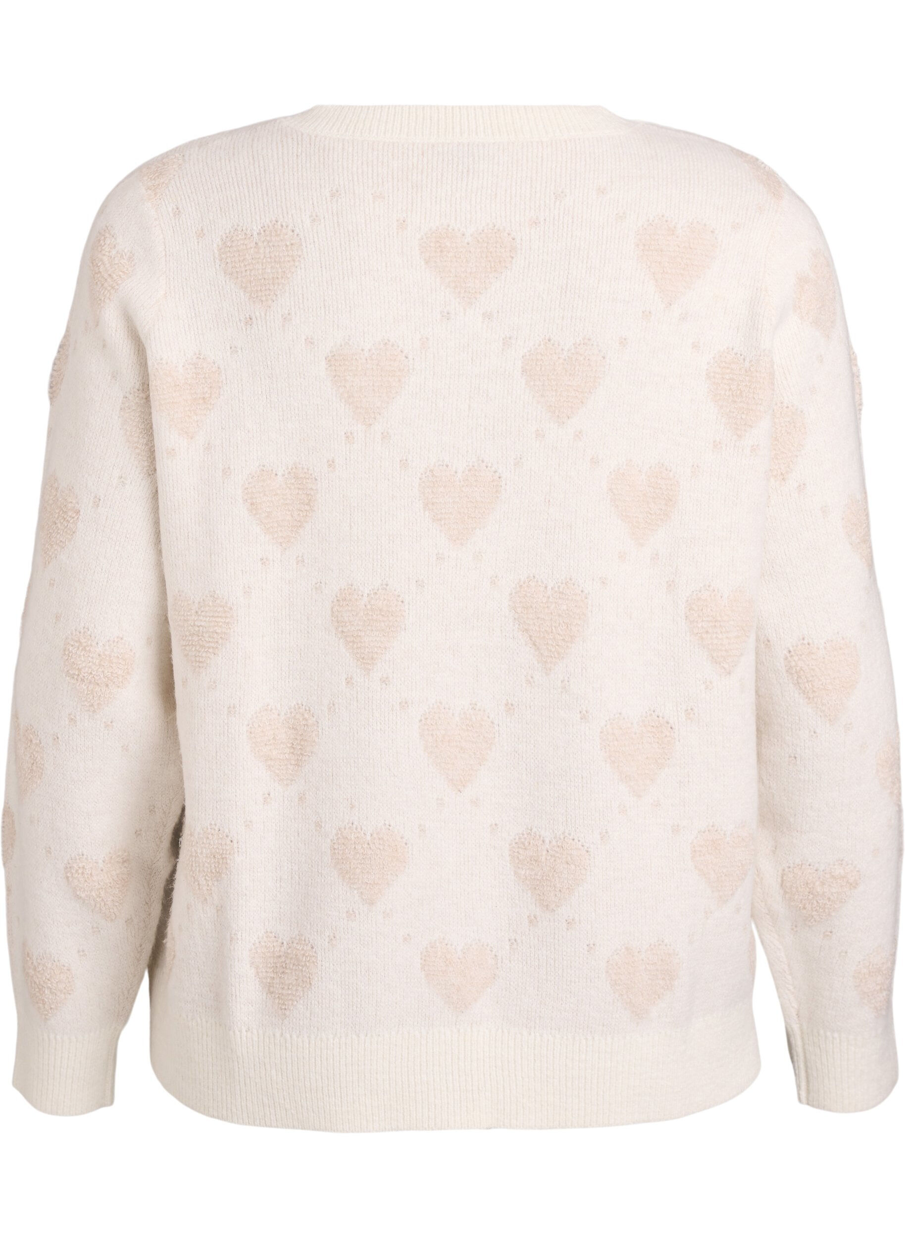 Zizzifashion Cardigan with hearts and golden buttons, Beige, Packshot image number 1