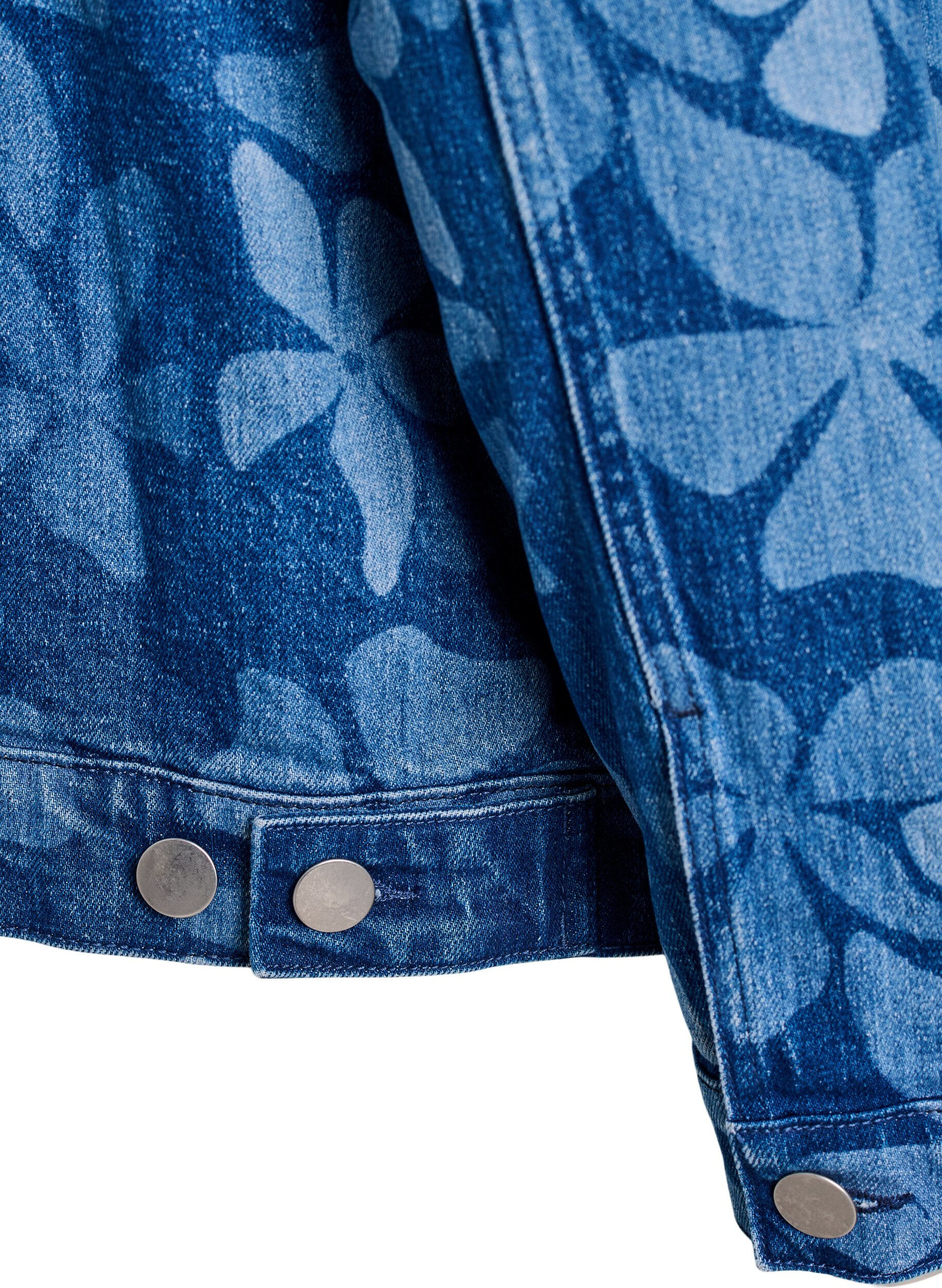 Zizzifashion Denim jacket with floral pattern, Blue, Packshot image number 4
