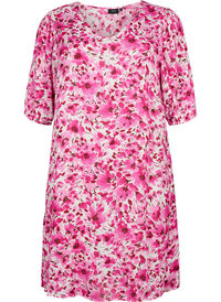 Floral viscose dress with a-shape