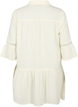 Organic cotton tunic with feminine details, Antique White, Packshot image number 1
