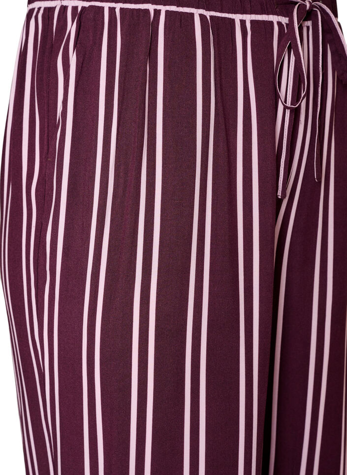 Loose pyjama bottoms with stripes, Dark Bordeaux, Packshot image number 2