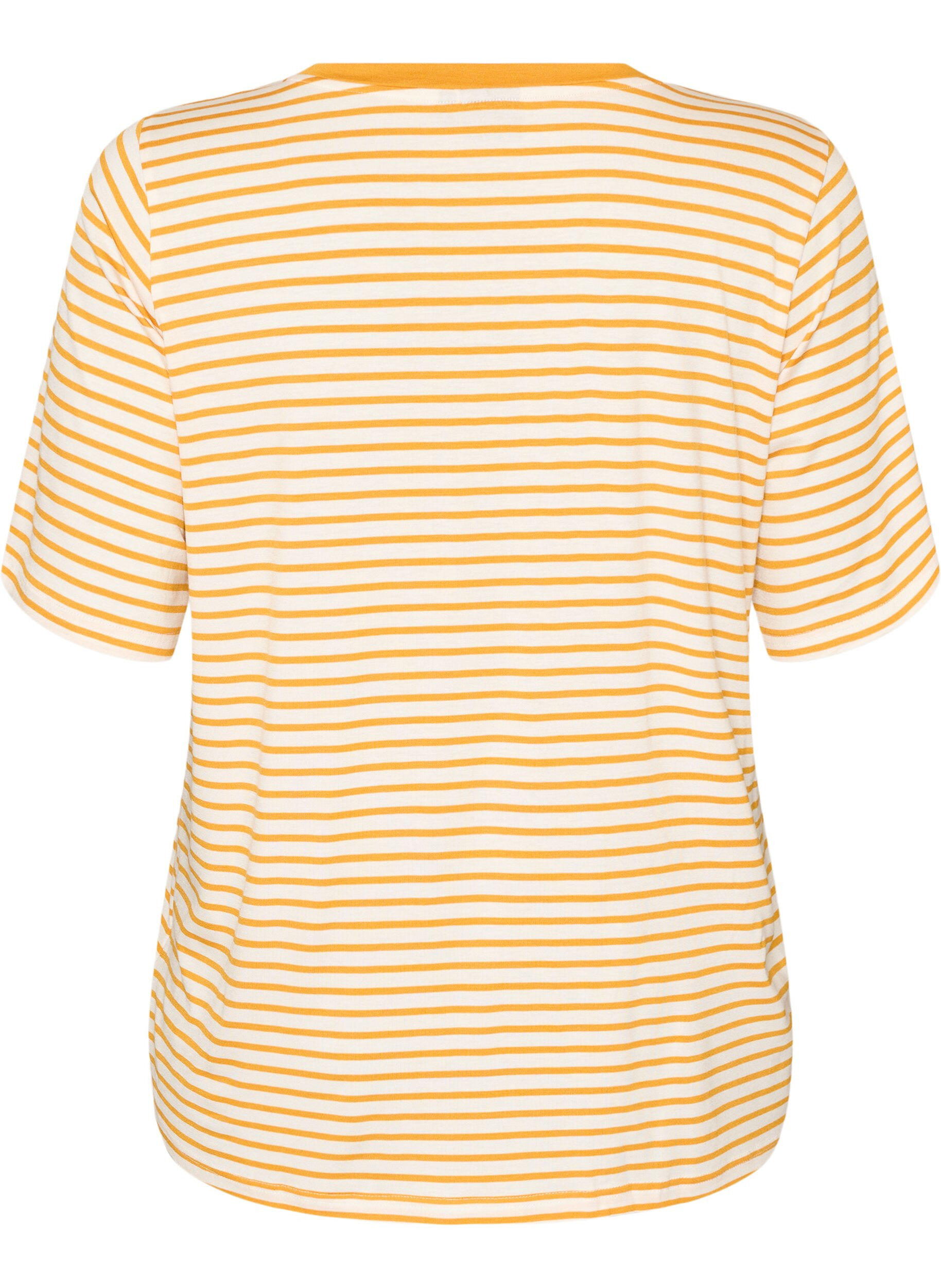 ZizzifashionT-shirt with TENCEL&trade; Lyocell and stripes, Yellow, Packshot image number 1