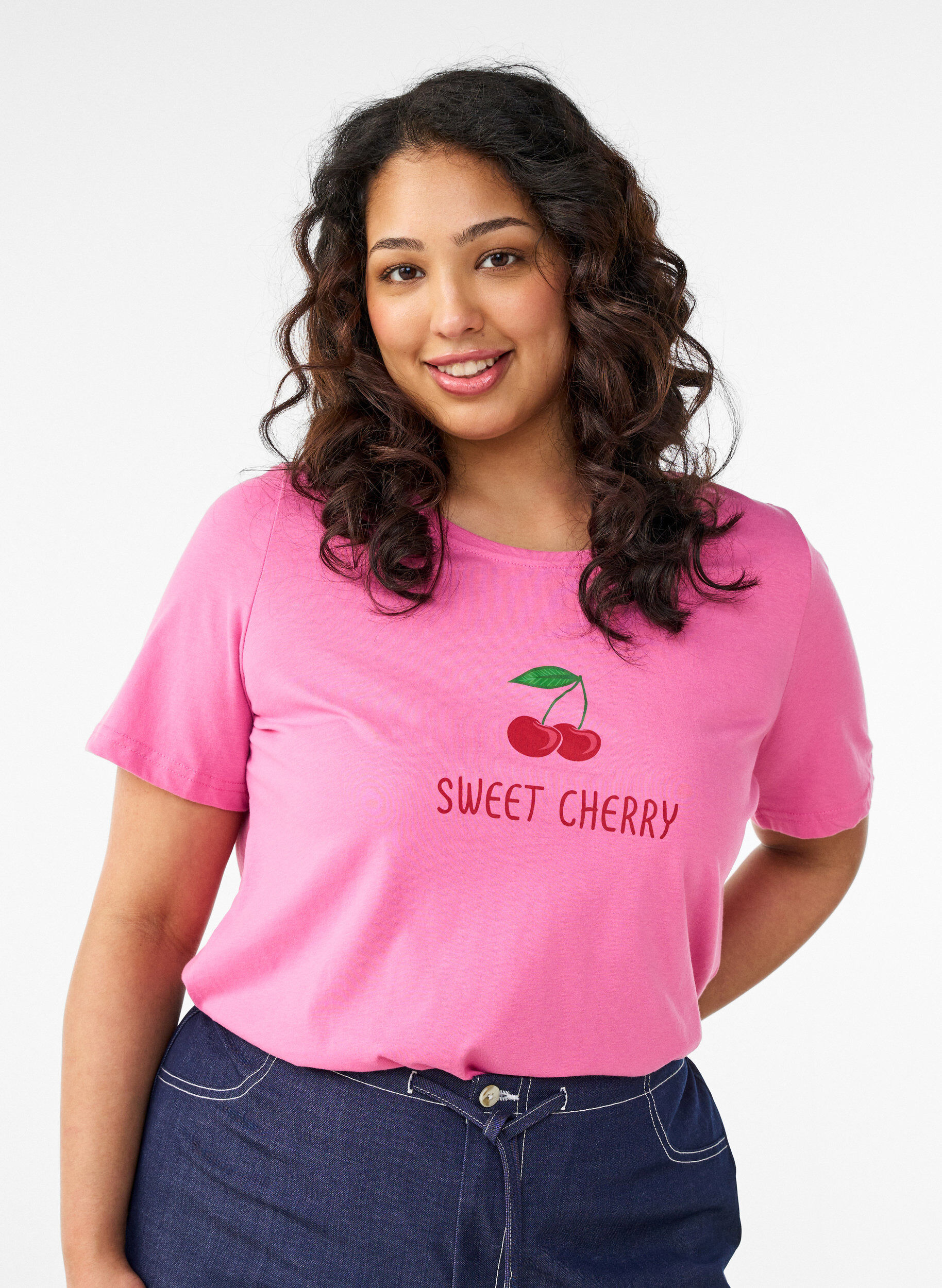 ZizzifashionT-shirt with motif, Pink, Model image number 0