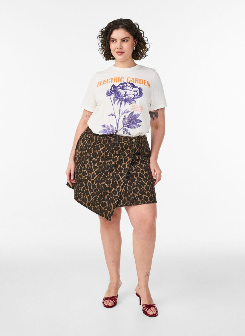 Cotton T-shirt with print, White, Model image number 1