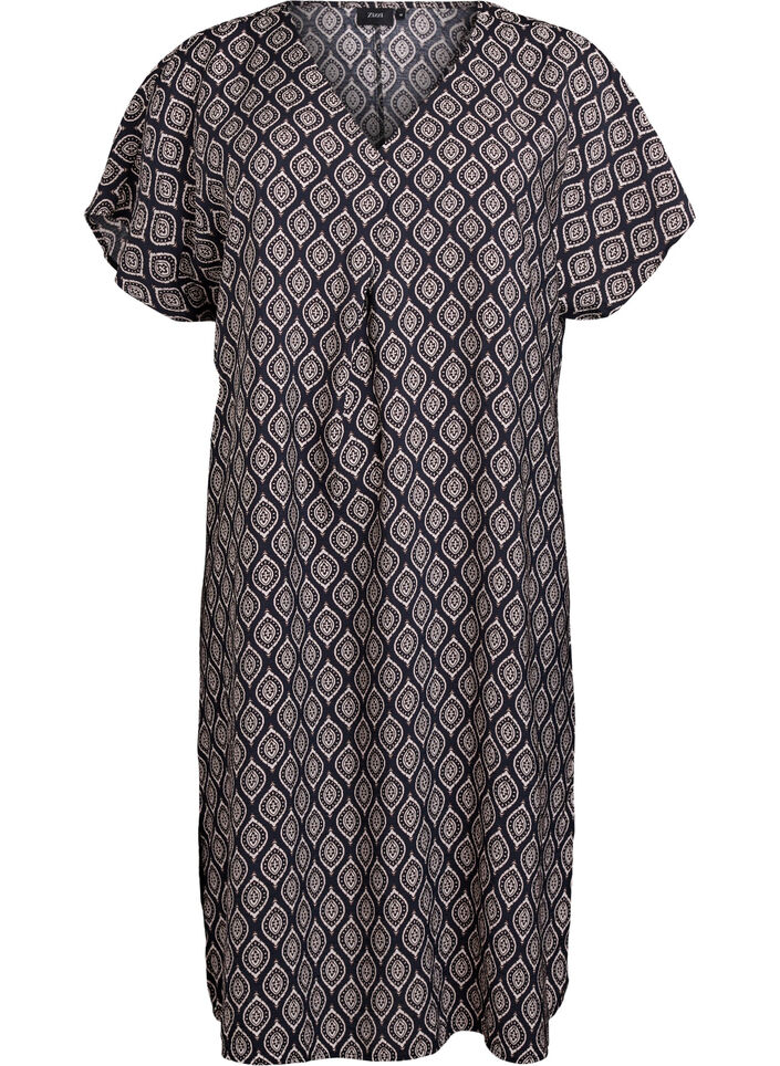 V-neck dress in viscose, Blue, Packshot image number 0