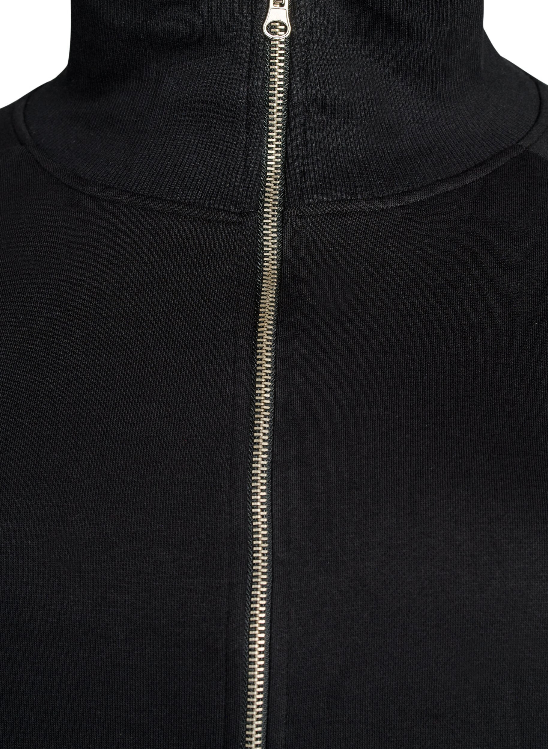 ZizzifashionSweat cardigan with high collar and zip, Black, Packshot image number 2