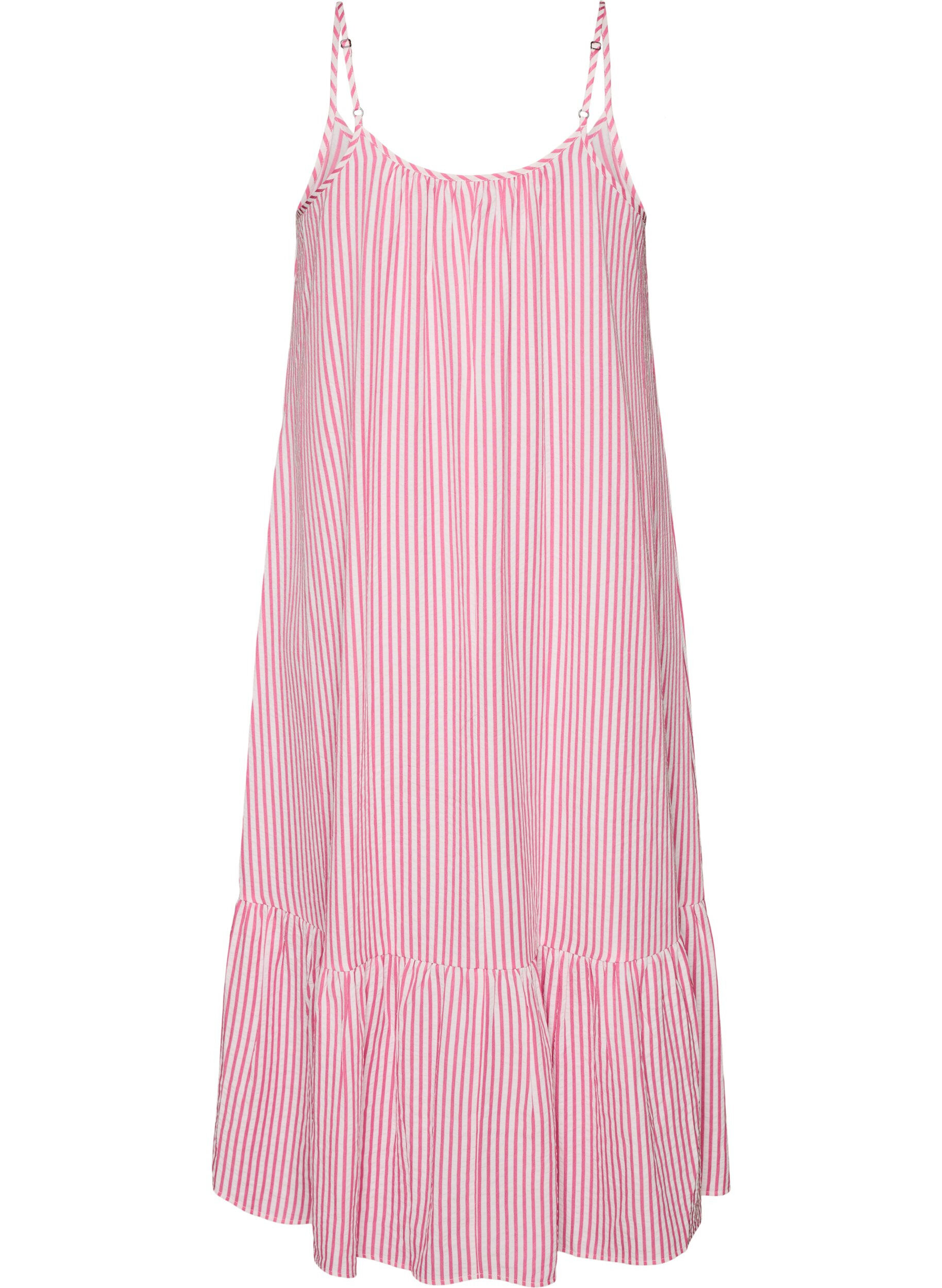 ZizzifashionSummer dress with stripes and A-line shape, Pink, Packshot image number 1