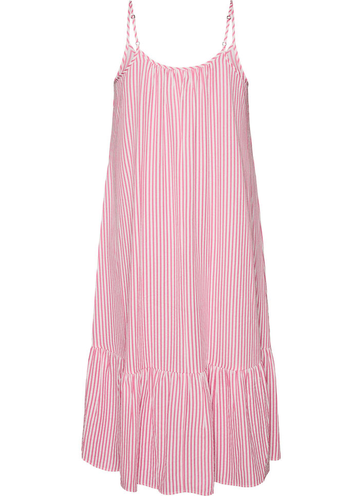Summer dress with stripes and A-line shape, Pink, Packshot image number 1