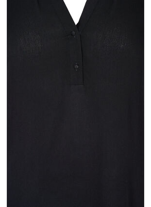 3/4 sleeve v-neck viscose blouse, Black, Packshot image number 2