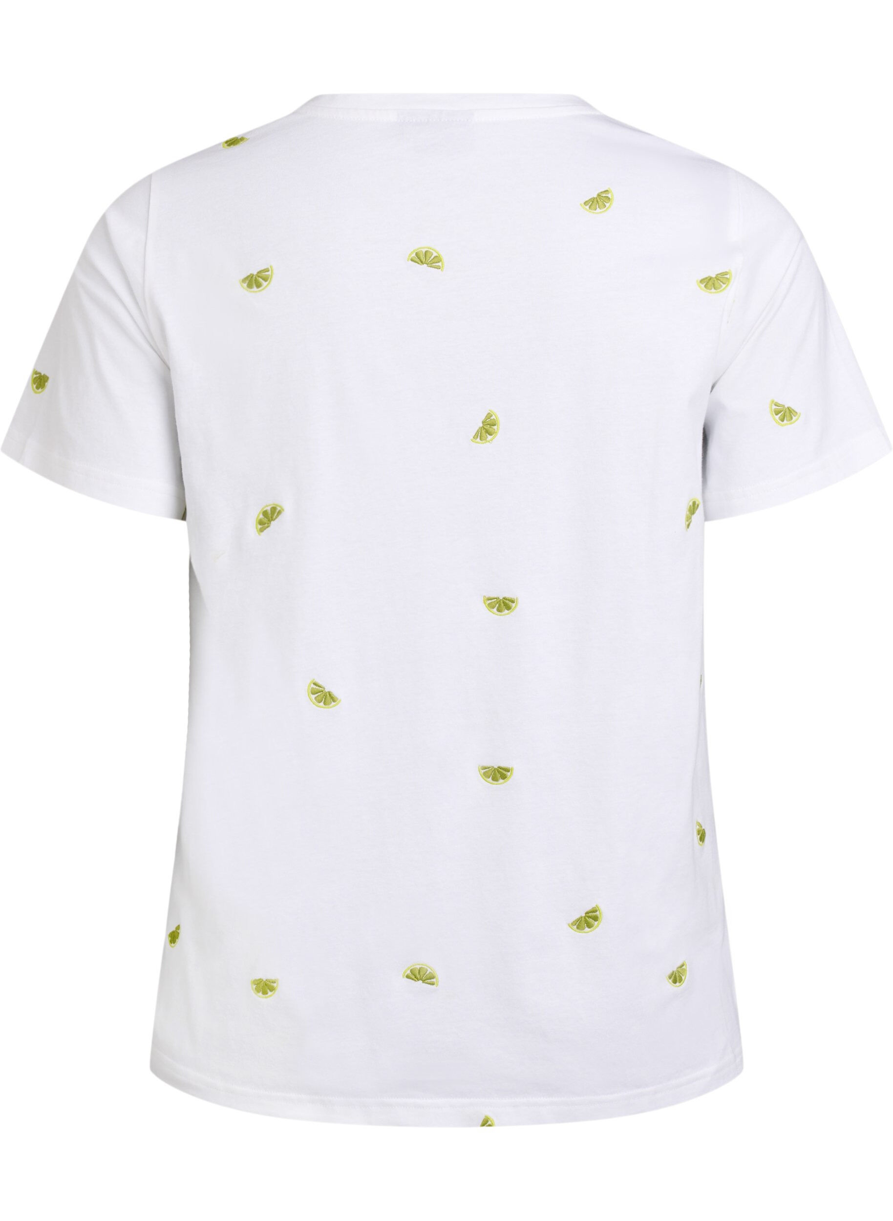 Zizzifashion T-shirt in organic cotton with embroidered motifs, White, Packshot image number 1
