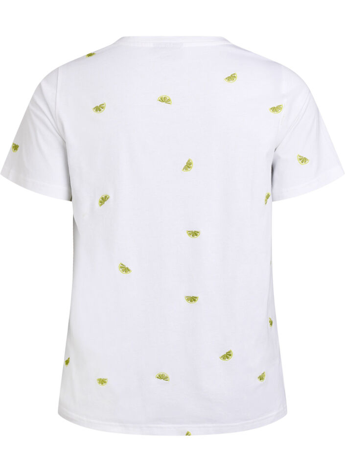 T-shirt in organic cotton with embroidered motifs, White, Packshot image number 1