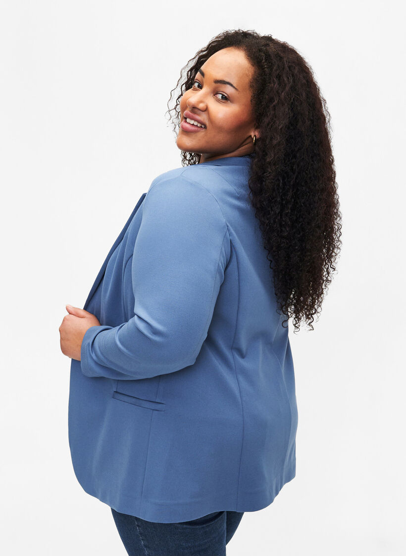 Simple blazer with button closure, Blue, Model image number 2