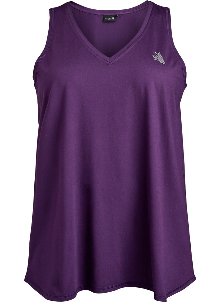 Workout top with v-neck, Purple, Packshot image number 0