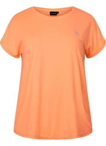Short sleeved workout t-shirt, Neon Orange, Packshot image number 0