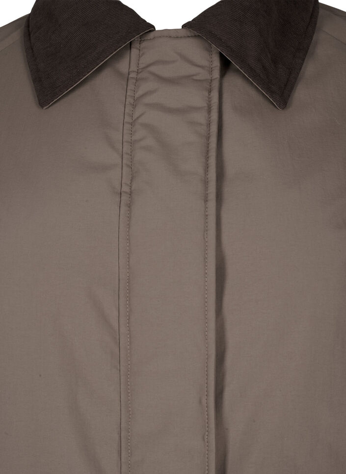 Transitional coat with velvet collar and pockets, Chocolate Chip, Packshot image number 2