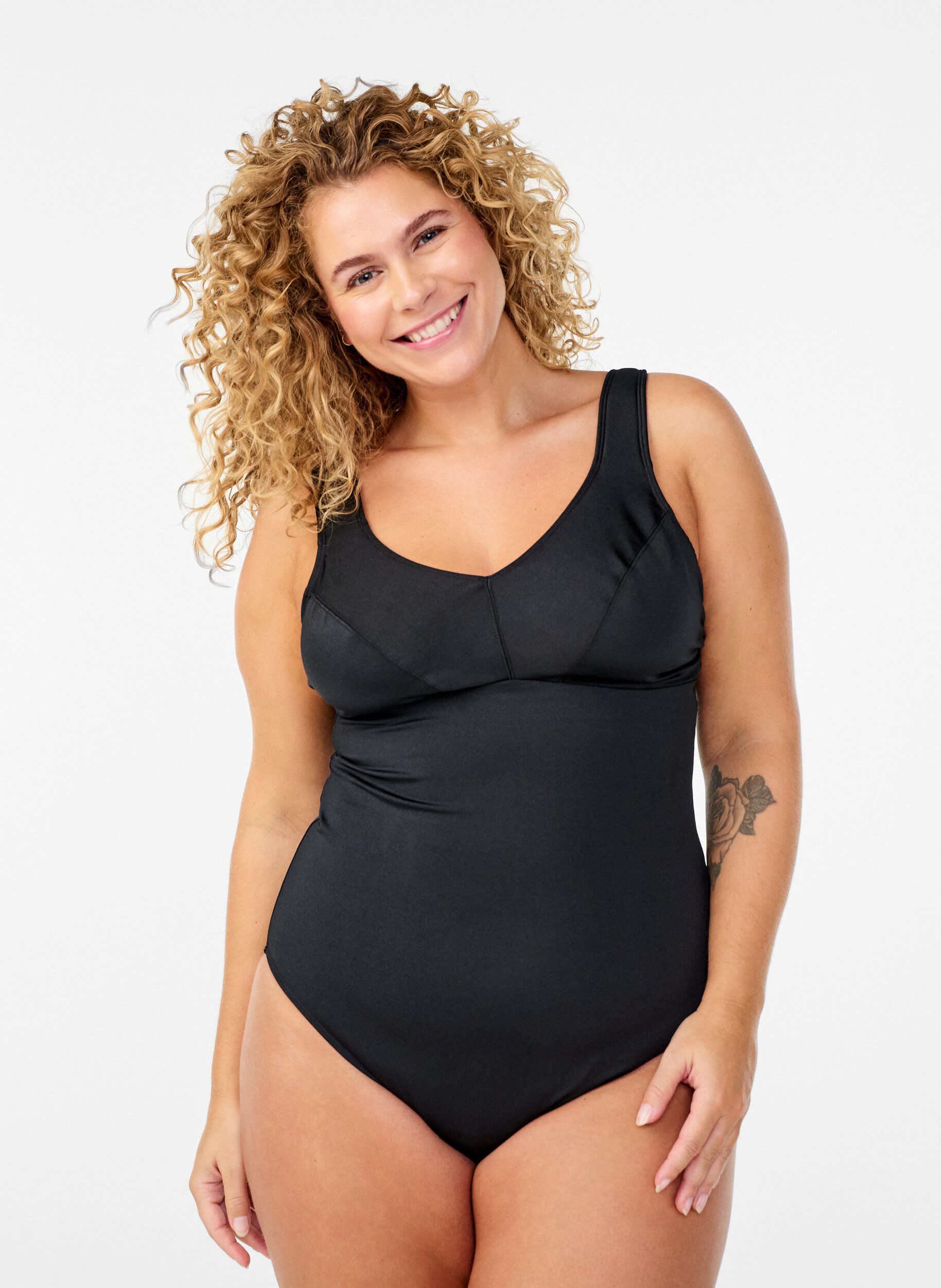 Zizzifashion V-neck swimsuit, Black, Model image number 0