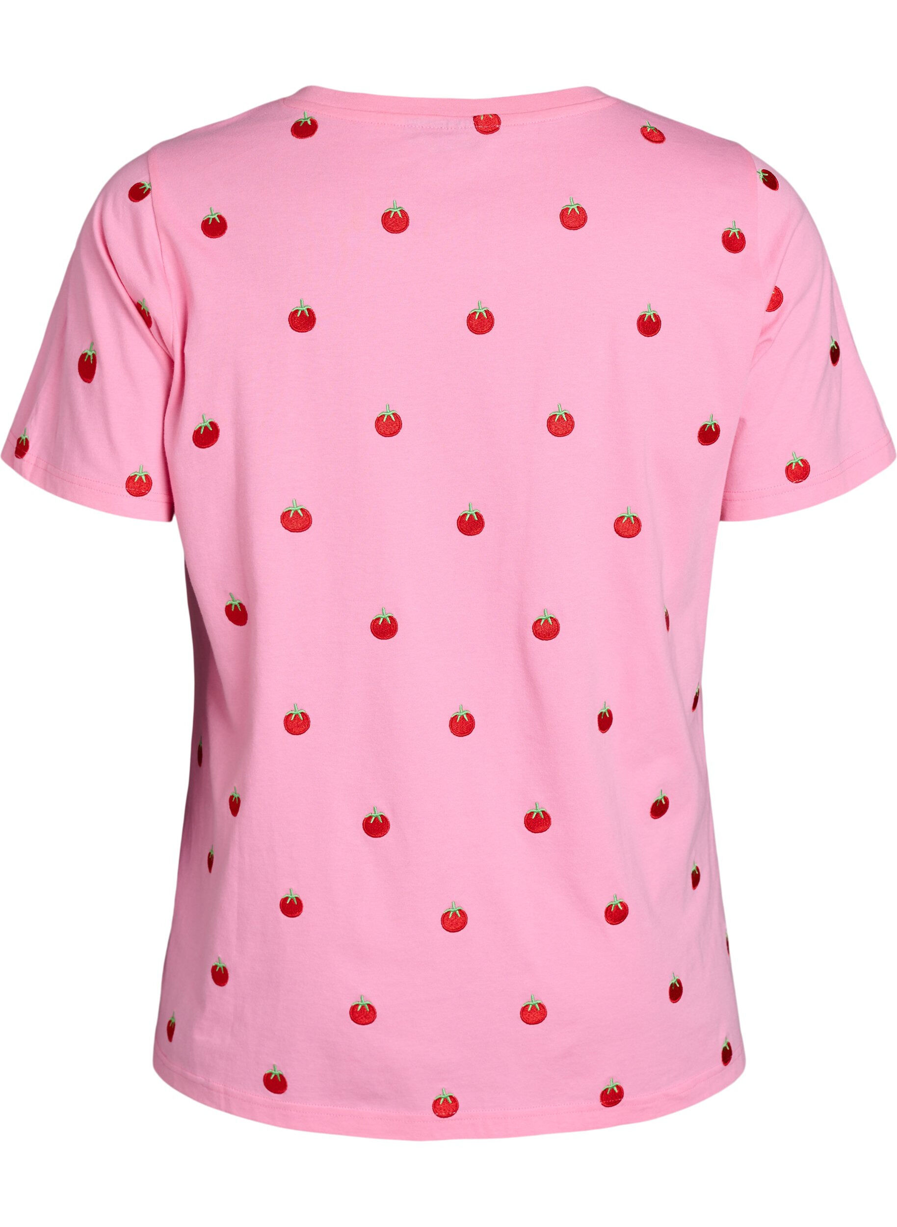 ZizzifashionT-shirt in organic cotton with embroidered motifs, Pink, Packshot image number 1